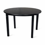 Modern 42 Inch Round Dining Table, Black Finish Solid Rubberwood