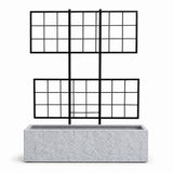 Rock Texture Rectangular Polystone Planter with Steel Trellis, Gray