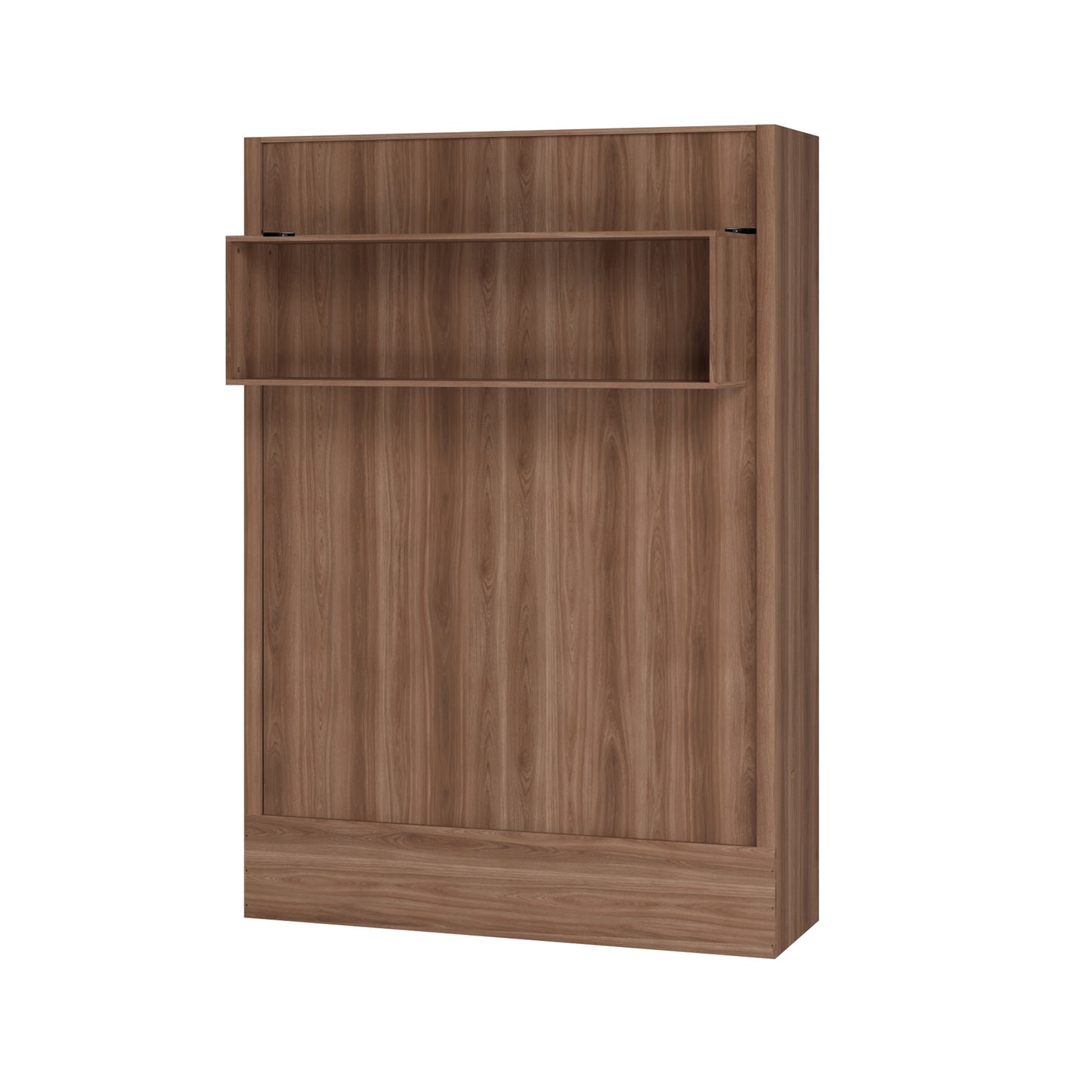 Easy-Lift Full Murphy Wall Bed in Natural Brown Wood Grain with Shelf