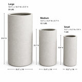 Set of 3 Tall Cylinder Polystone Indoor/Outdoor Planters, White