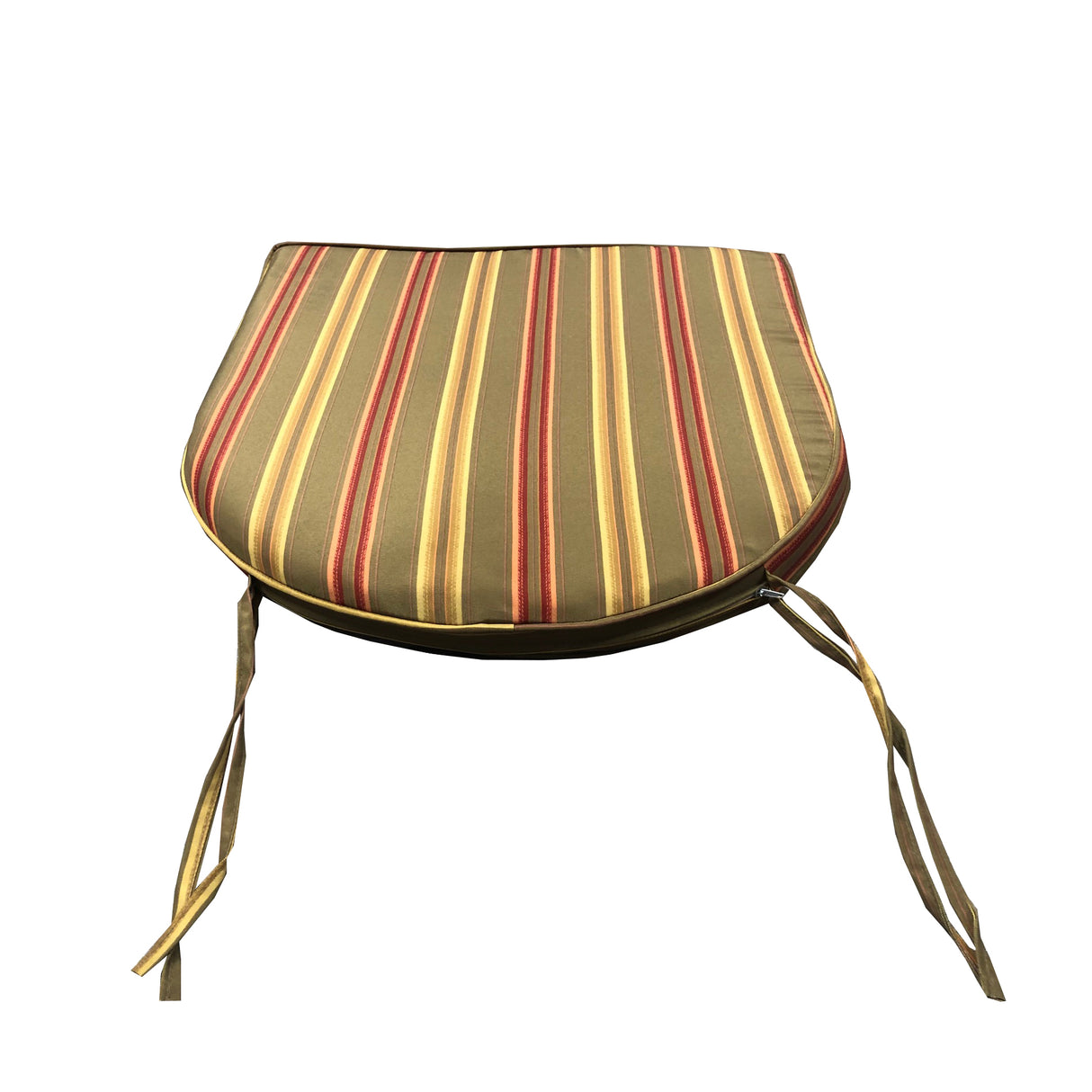 20 x 19 Outdoor Patio Dining Chair Cushion in Green, Red and Yellow Stripes with Ties - Sharicks