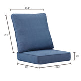 26 x 24 Outdoor Patio Deep Seating Cushion Set in Blue with Ties