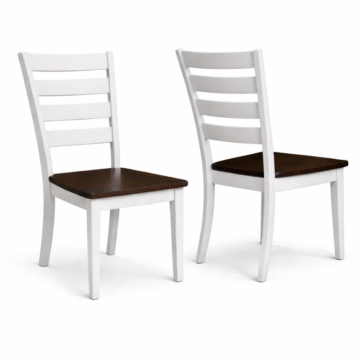 Traditional Dining Chairs, Set of 2, Dirty Oak/White Finish Solid Rubberwood