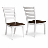 Traditional Dining Chairs, Set of 2, Dirty Oak/White Finish Solid Rubberwood