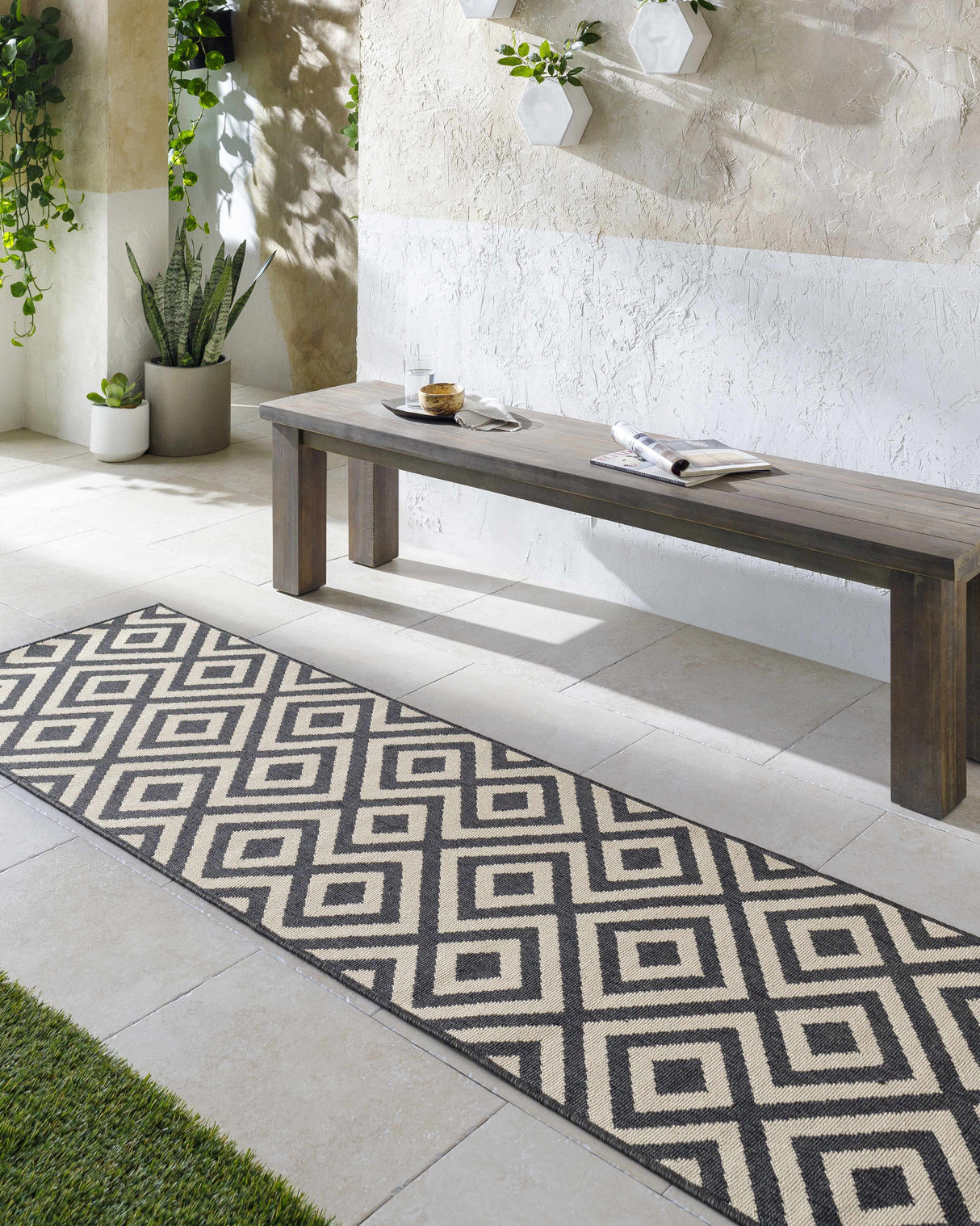 Spilsby Black Trellis Outdoor Rug