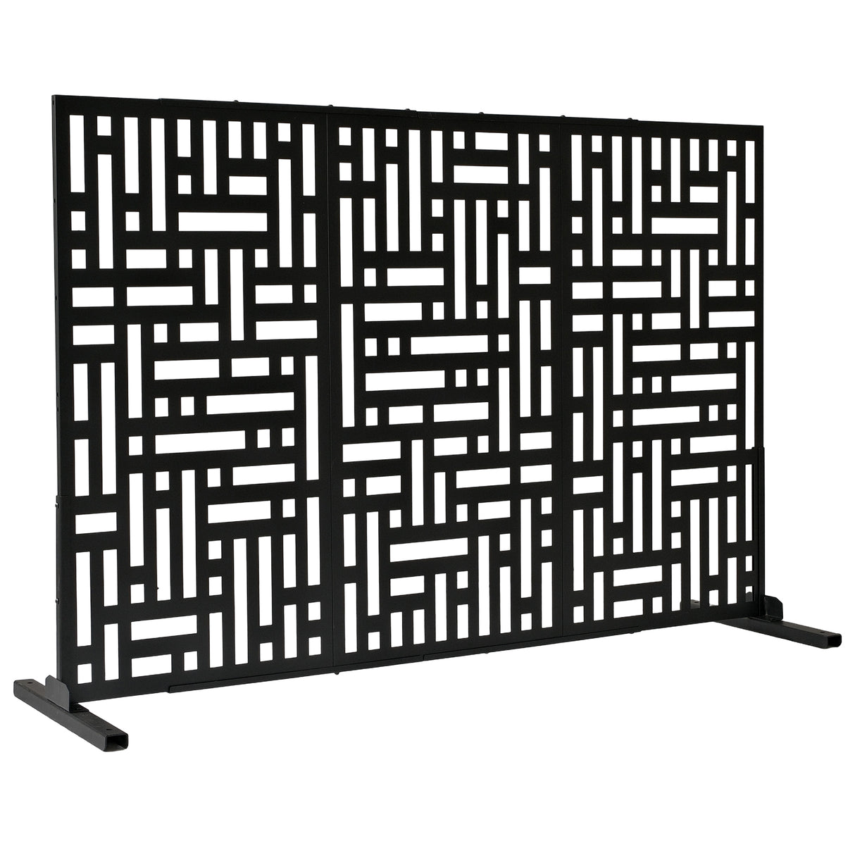 6 ft. X 4 ft. Black Freestanding Metal Privacy Screen Room Divider