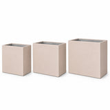 Set of 3 Rectangular Polystone Indoor/Outdoor Planters, Sand