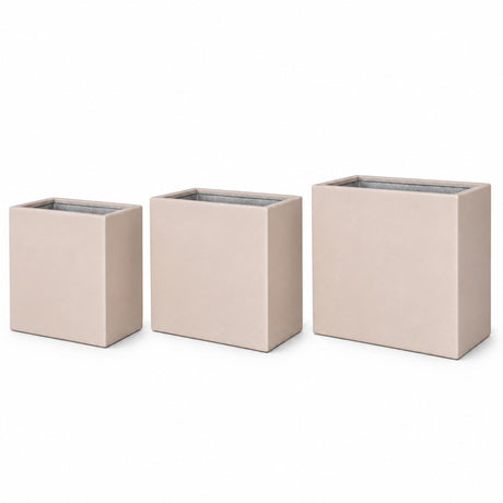 Set of 3 Rectangular Polystone Indoor/Outdoor Planters, Sand