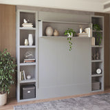 Easy-Lift Queen Murphy Wall Bed in Grey with Two Bookshelves - Sharicks