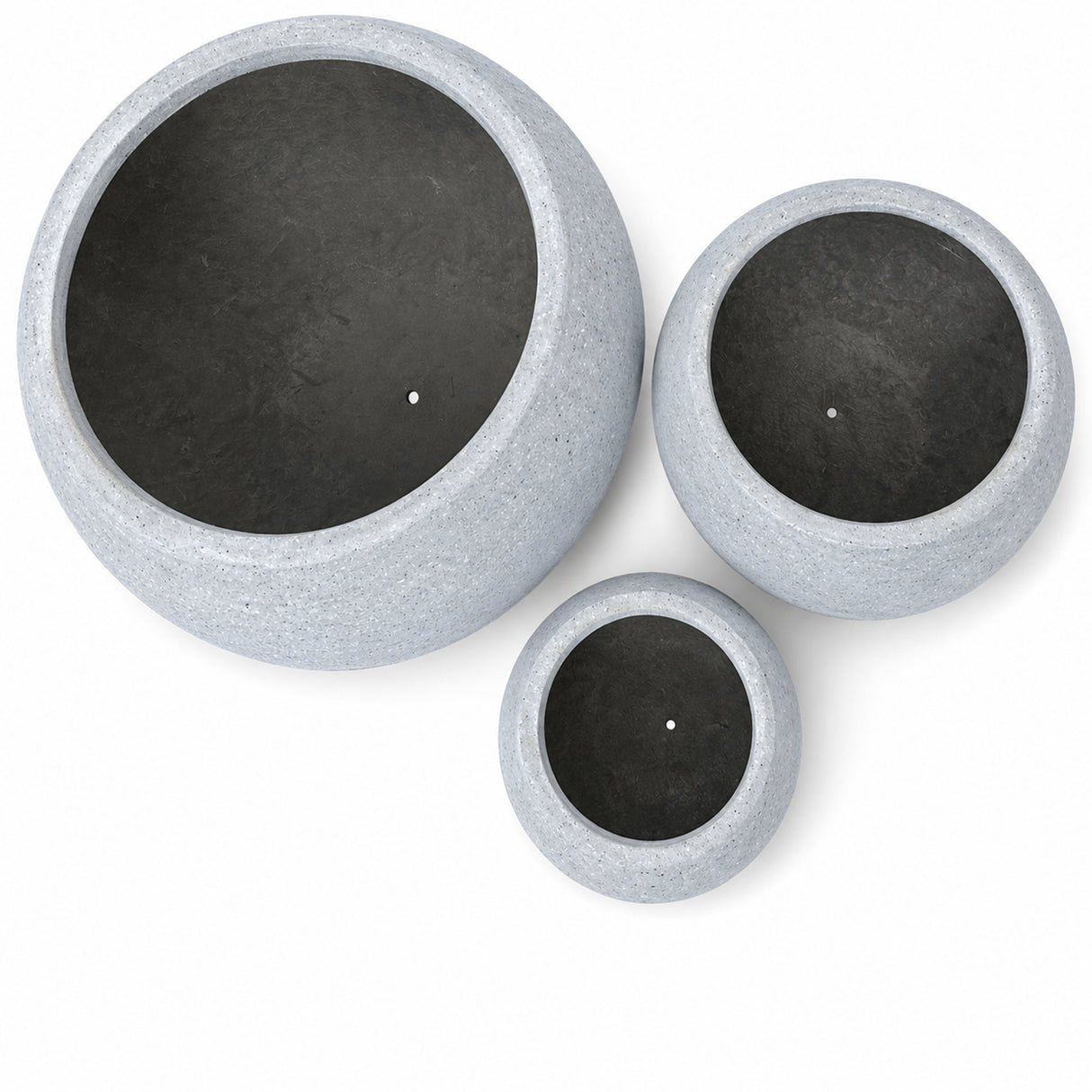 Set of 3 Smooth Round Polystone Indoor/Outdoor Planters, Gray