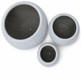 Set of 3 Smooth Round Polystone Indoor/Outdoor Planters, Gray
