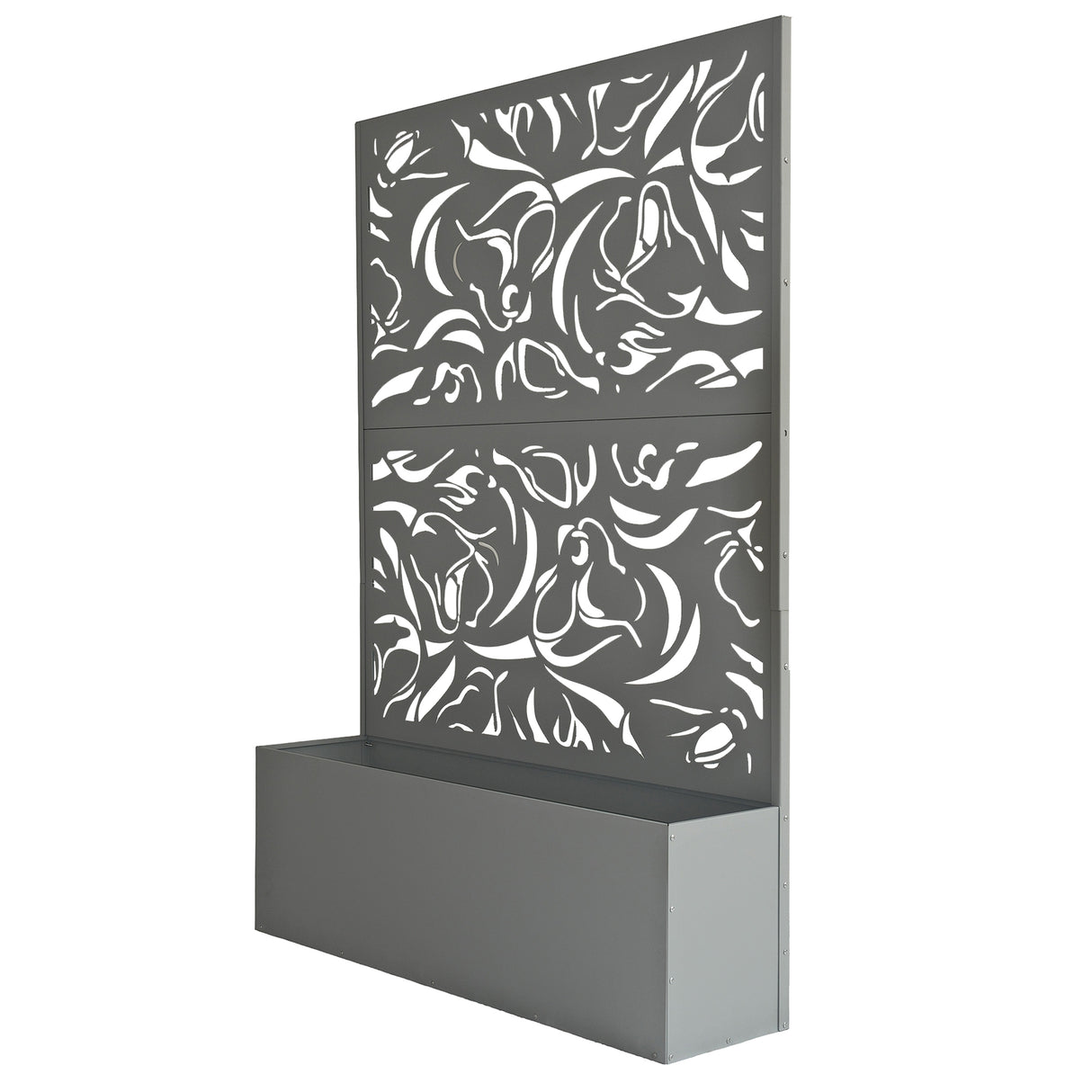 6 ft. X 4 ft. Grey Freestanding Metal Privacy Screen Room Divider with Flower Box