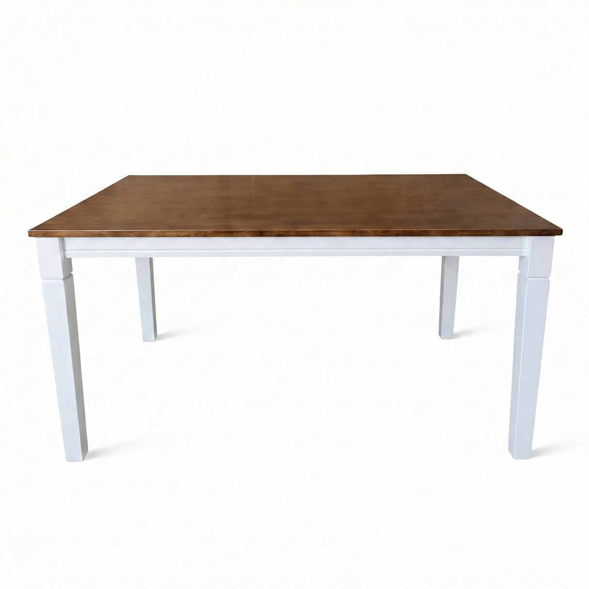 Traditional 6-Piece 59 Inch Rectangular Dining Set with Bench, Dirty Oak/White Finish, Solid Rubberwood