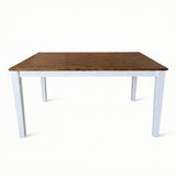 Traditional 6-Piece 59 Inch Rectangular Dining Set with Bench, Dirty Oak/White Finish, Solid Rubberwood