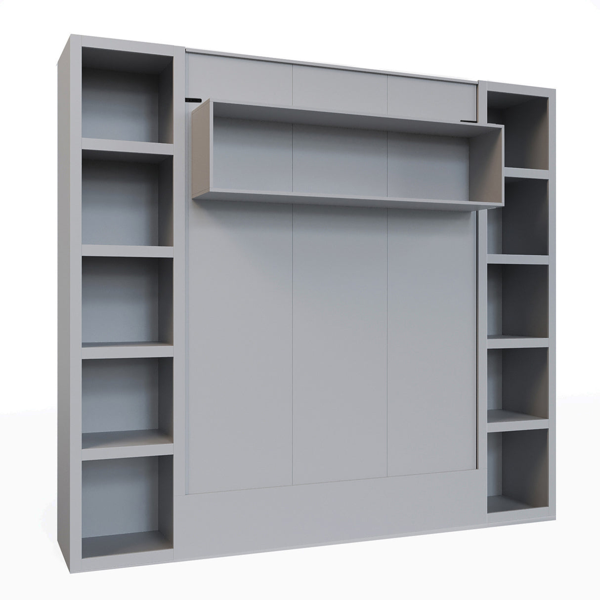 Easy-Lift Queen Murphy Wall Bed in Grey with Two Bookshelves - Sharicks