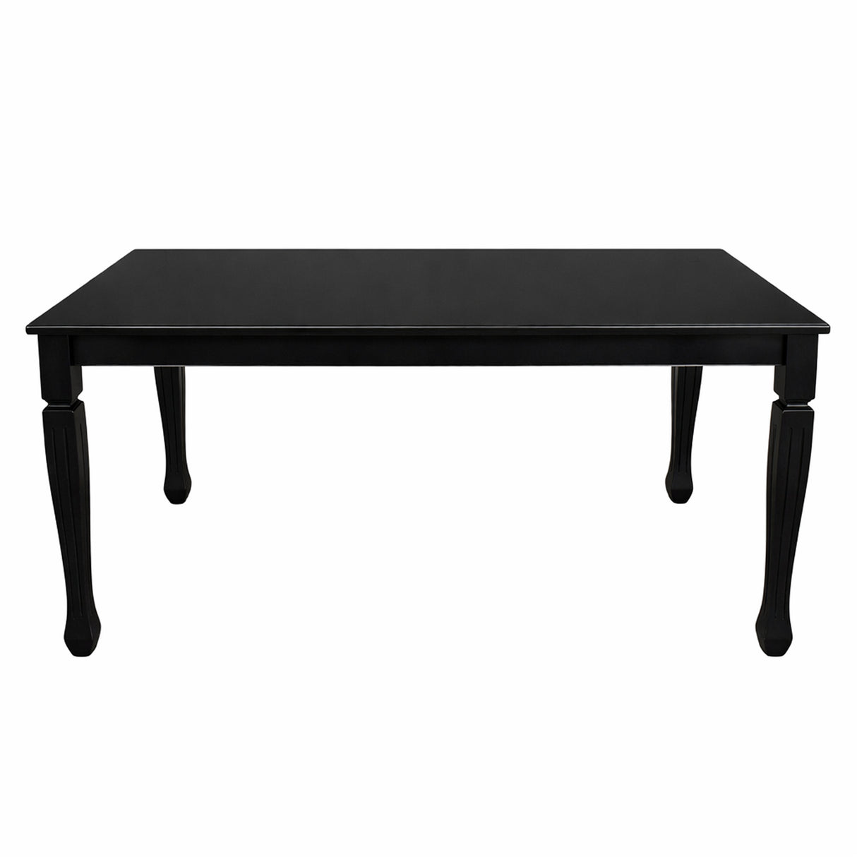 Traditional 6-Piece 63 Inch Rectangular Dining Set, Black Finish with Grey Polyester Upholstered Seating, Solid Rubberwood