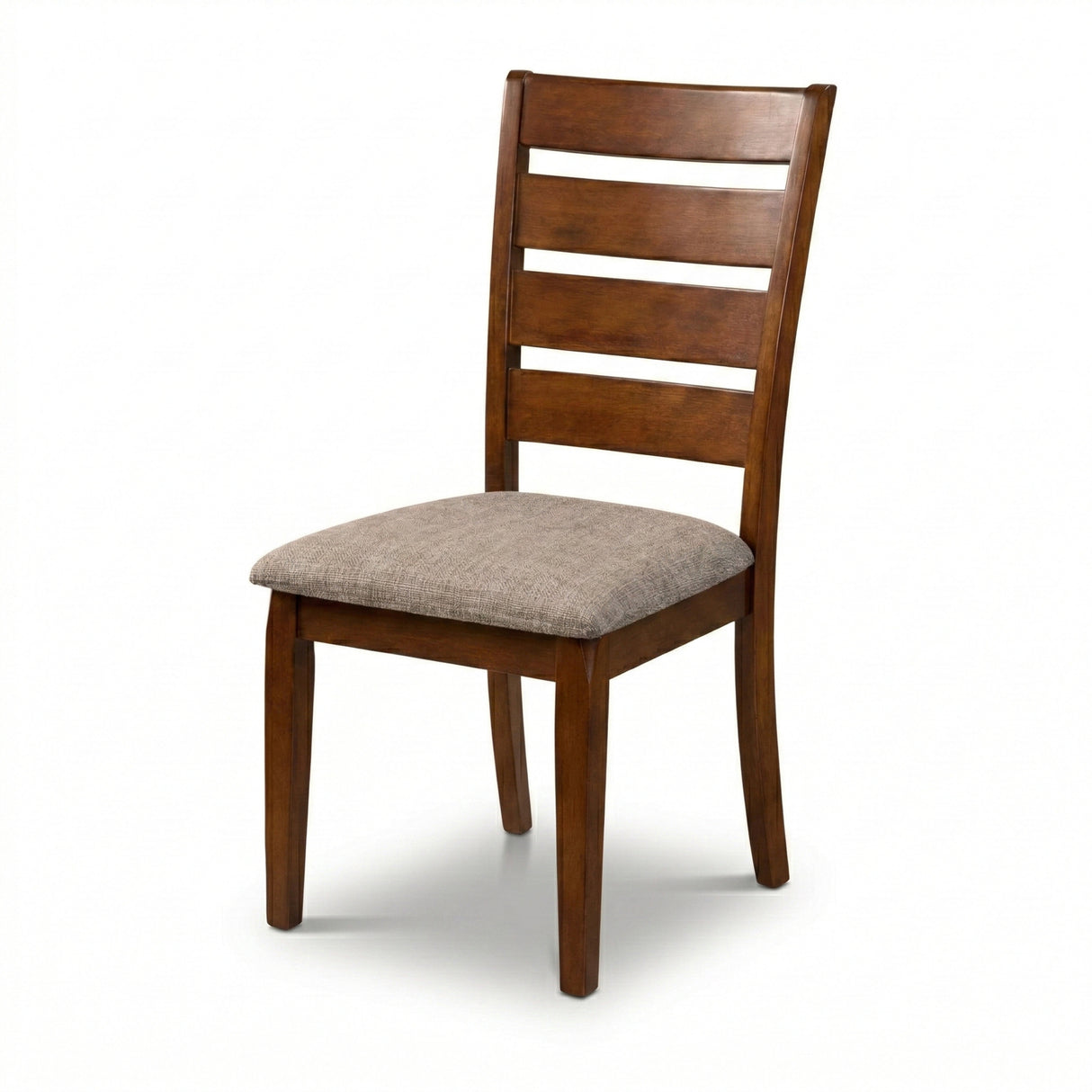 Traditional Dining Chairs, Set of 2, Dirty Oak Finish with Greige Polyester Upholstered Seats Solid Rubberwood