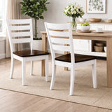 Traditional Dining Chairs, Set of 2, Dirty Oak/White Finish Solid Rubberwood