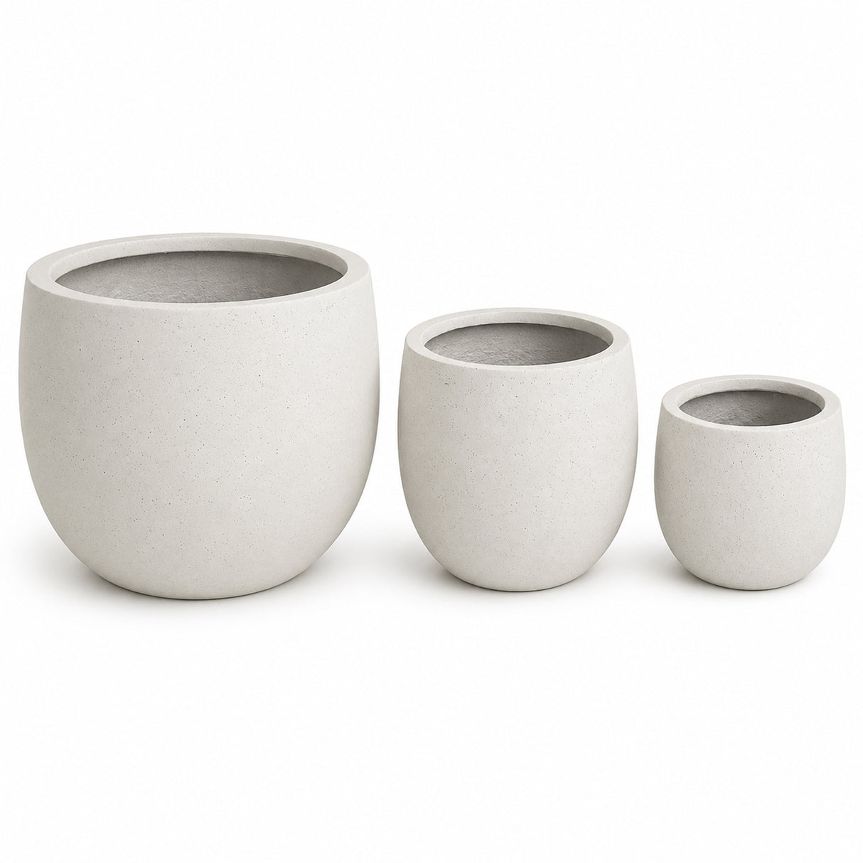 Set of 3 Round Polystone Indoor/Outdoor Planters, White