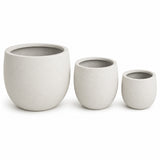 Set of 3 Round Polystone Indoor/Outdoor Planters, White