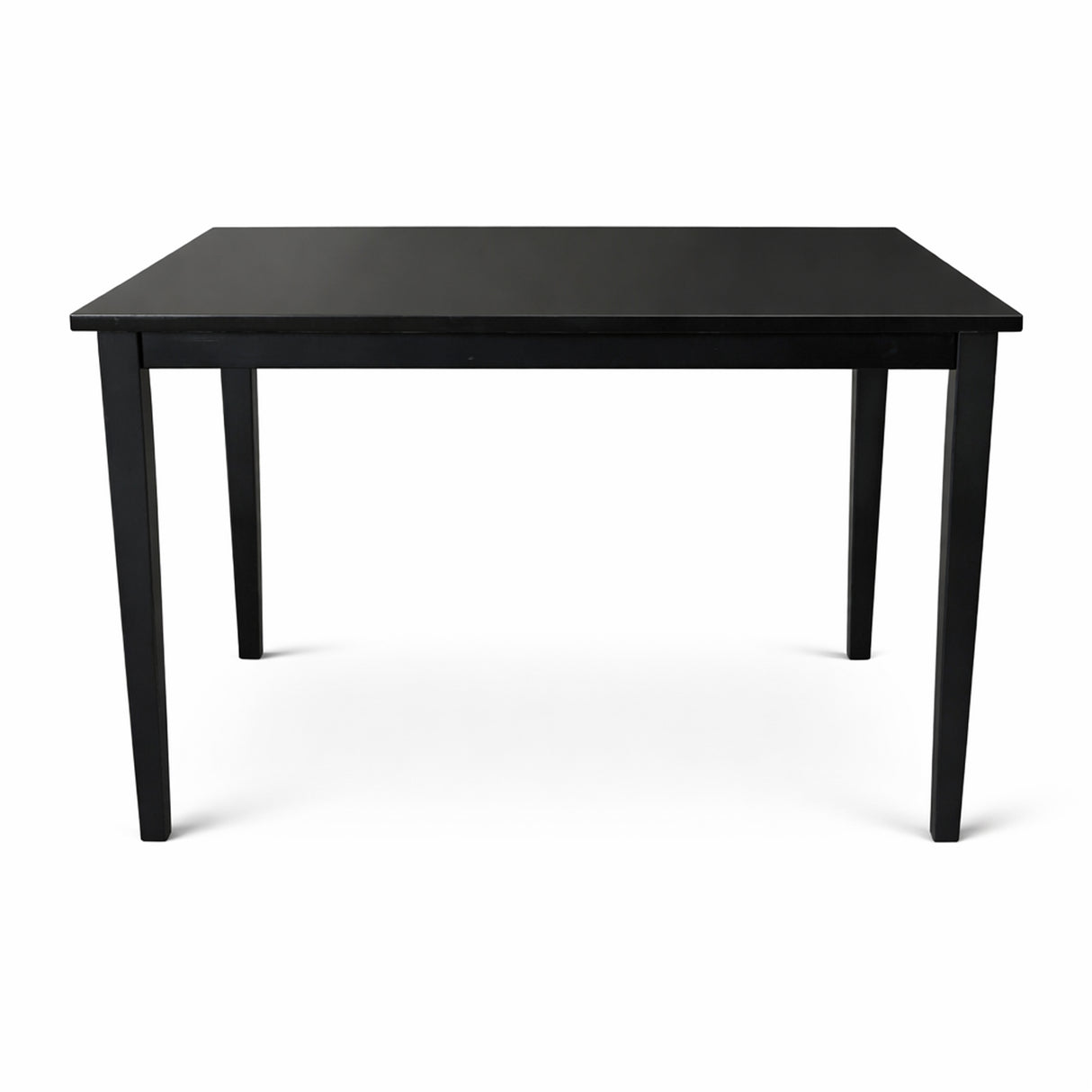 Traditional 5-Piece 43.3 Inch Rectangular Dining Set, Black Finish with Beige Polyester Upholstered Chairs, Solid Rubberwood