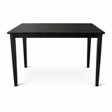 Modern 43.3 Inch Rectangular Dining Table, Black Finish Solid Rubberwood