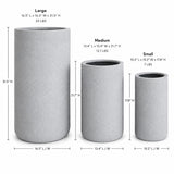 Set of 3 Tall Cylinder Polystone Indoor/Outdoor Planters, Gray