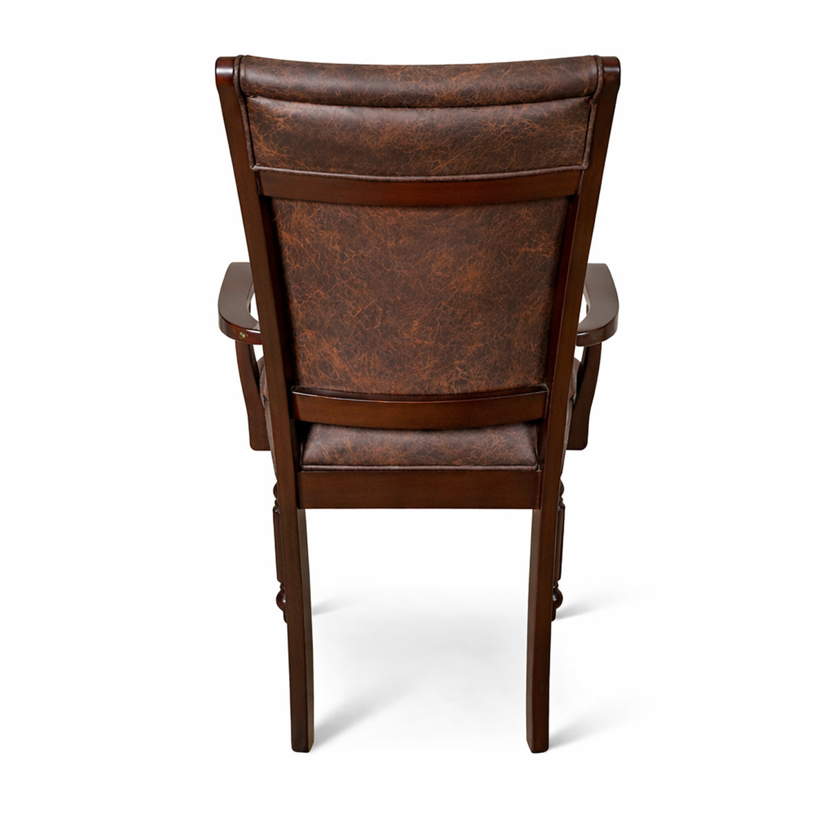 Traditional Dining Arm Chairs, Set of 2, Expresso Finish with Dark Brown PU Leather Upholstered Seats Solid Rubberwood