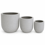 Set of 3 Round Cylinder Polystone Indoor/Outdoor Planters, Gray