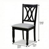 Traditional 6-Piece 63 Inch Rectangular Dining Set, Black Finish with Grey Polyester Upholstered Seating, Solid Rubberwood
