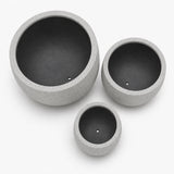 Set of 3 Round Polystone Indoor/Outdoor Planters, Gray