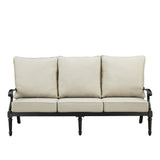 Black Aluminum Deep Seating Sofa with Cushions