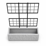 Rock Texture Rectangular Polystone Planter with Steel Trellis, Gray