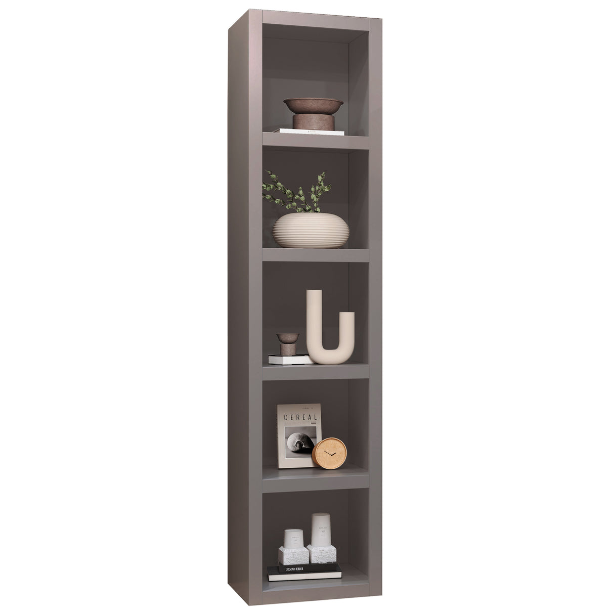 Grey 84-in Tall Wooden Bookcase Shelf