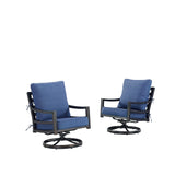 Pair of Black Aluminum Deep Seating Swivel Rocker Club Chairs with Cushions