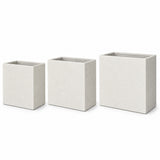 Set of 3 Rectangular Polystone Indoor/Outdoor Planters, White