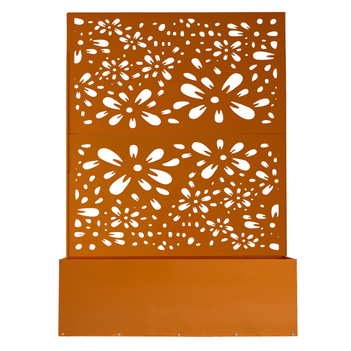 6 ft. X 4 ft. Orange Freestanding Metal Privacy Screen Room Divider with Flower Box