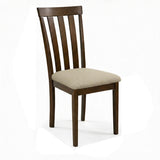 Modern Dining Chairs, Set of 2, Dirty Oak Finish with Dark Beige Polyester Upholstered Seats Solid Rubberwood