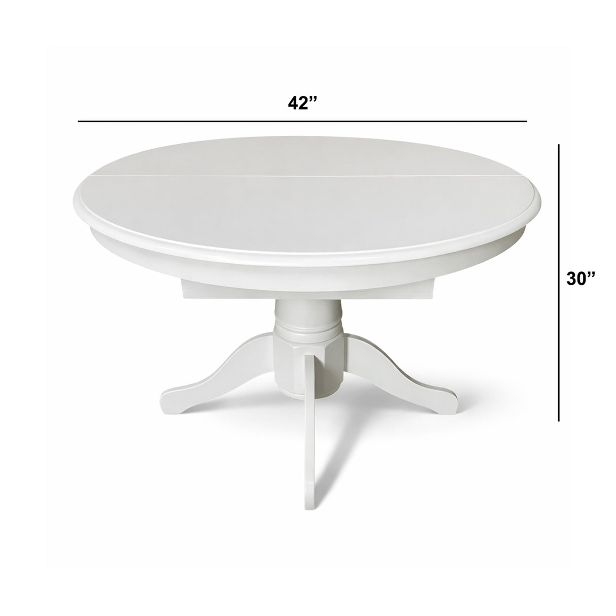 Modern 60 Inch Oval Extendable Dining Table, White Finish Solid Rubberwood