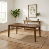 Modern 59 Inch Rectangular Dining Table, Dirty Oak Finish Solid Rubberwood