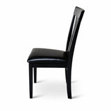 Modern Dining Chairs, Set of 2, Black Finish with Black PU Leather Upholstered Seats Solid Rubberwood
