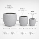 Set of 3 Round Polystone Indoor/Outdoor Planters, Gray