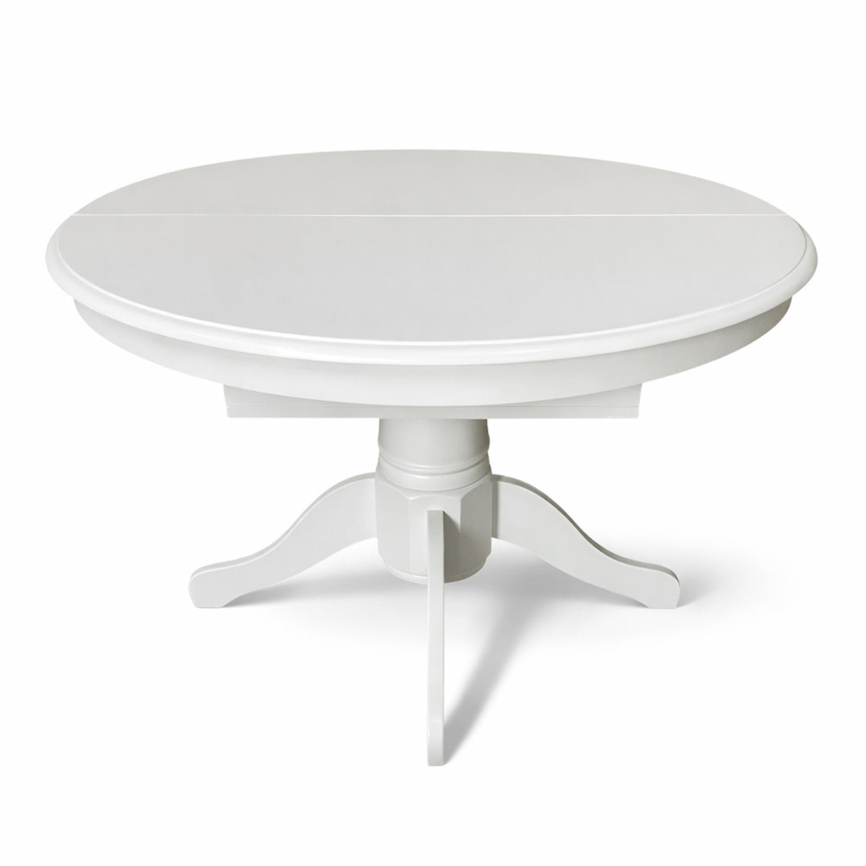 Modern 60 Inch Oval Extendable Dining Table, White Finish Solid Rubberwood