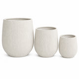 Set of 3 Fluted Round Polystone Indoor/Outdoor Planters, White