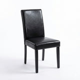 Modern Dining Chairs, Set of 2, Black Finish with Black PU Leather Upholstered Seats Solid Rubberwood