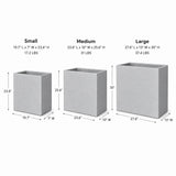 Set of 3 Rectangular Polystone Indoor/Outdoor Planters, Gray
