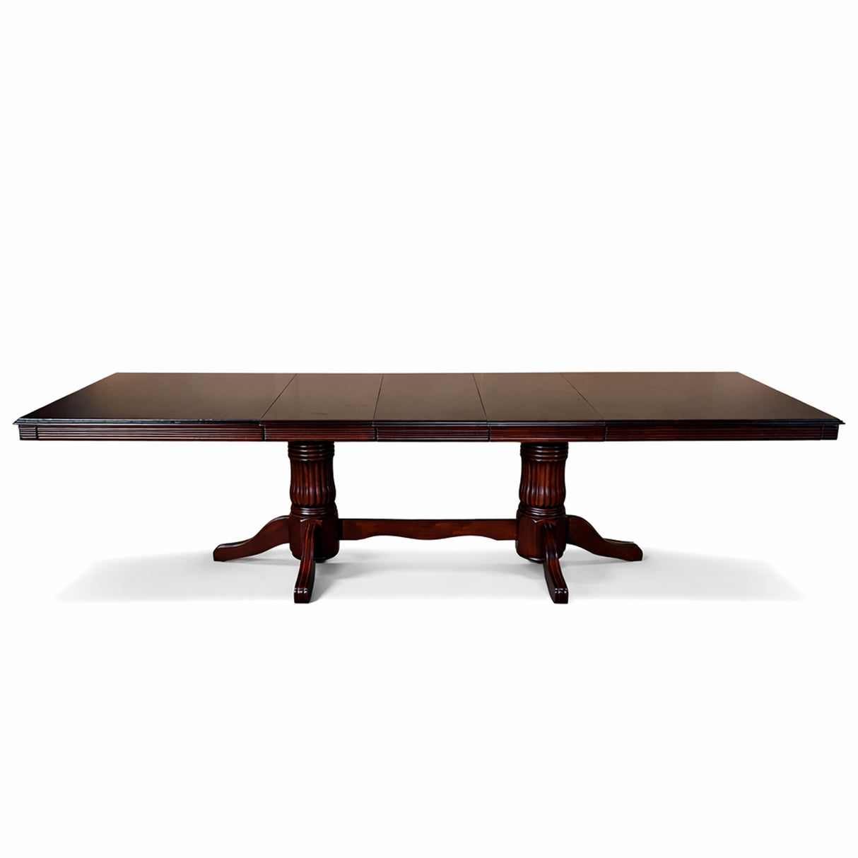 Traditional 13-Piece 118 Inch Extendable Rectangular Dining Set, Expresso Finish with Dark Brown PU Leather Upholstered Chairs, Solid Rubberwood