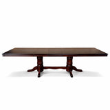 Traditional 13-Piece 118 Inch Extendable Rectangular Dining Set, Expresso Finish with Dark Brown PU Leather Upholstered Chairs, Solid Rubberwood