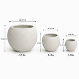 Set of 3 Smooth Round Polystone Indoor/Outdoor Planters, White