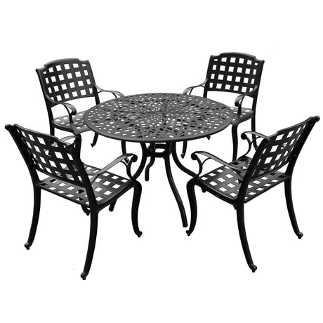 Outdoor Aluminum 5pc Round Patio Dining Set with Four Chairs - Sharicks